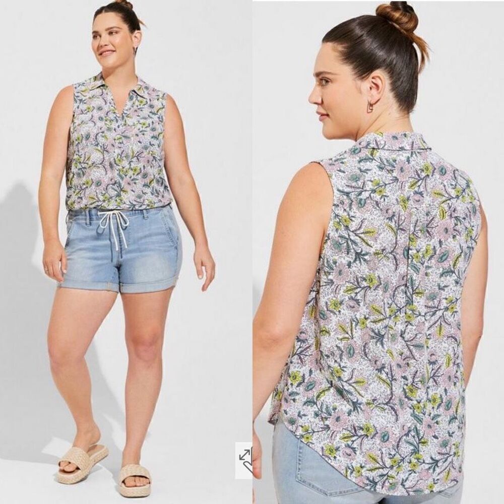 Torrid Harper Georgette Collared Sleeveless Blouse 6X